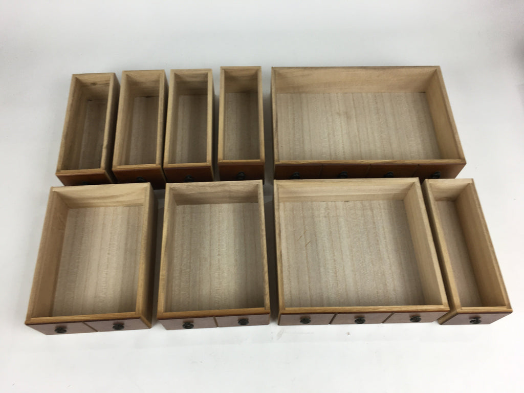 Japanese Wooden Medicine Chest Vtg Kusuri Tansu 9 Drawers Brown T282