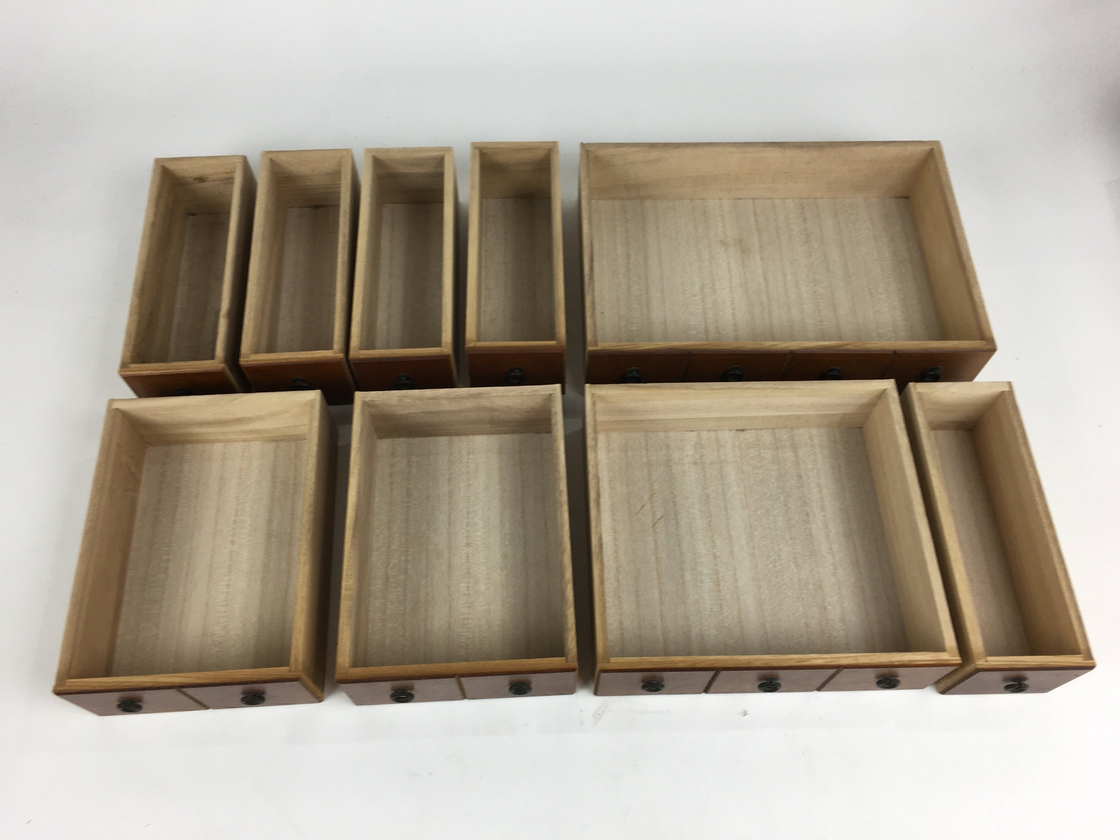 Japanese Wooden Medicine Chest Vtg Kusuri Tansu 9 Drawers Brown T282