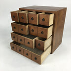 Japanese Wooden Medicine Chest Vtg Kusuri Tansu 9 Drawers Brown T282