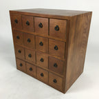 Japanese Wooden Medicine Chest Vtg Kusuri Tansu 9 Drawers Brown T282
