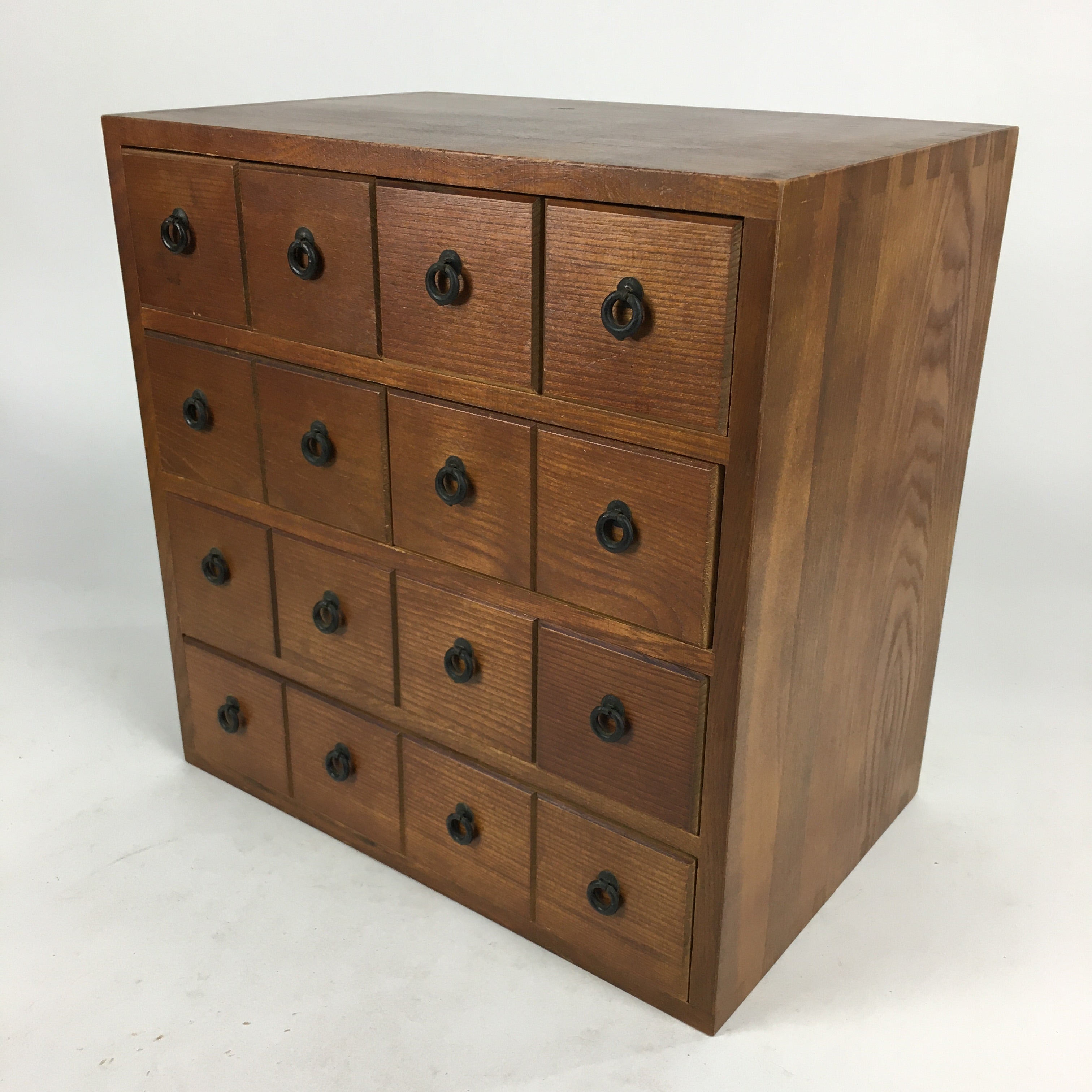 Japanese Wooden Medicine Chest Vtg Kusuri Tansu 9 Drawers Brown T282