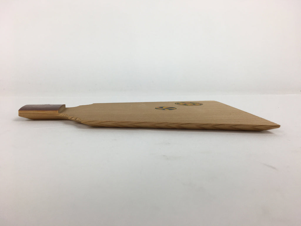 Japanese Wooden Paddle Shape Plate Vtg Battledore Hagoita Sara Brown UR592