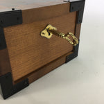 Japanese Wooden Piggy Bank Vtg Money Saving Box With Key Brown JK195