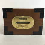 Japanese Wooden Piggy Bank Vtg Money Saving Box With Key Brown JK195