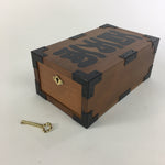 Japanese Wooden Piggy Bank Vtg Money Saving Box With Key Brown JK195