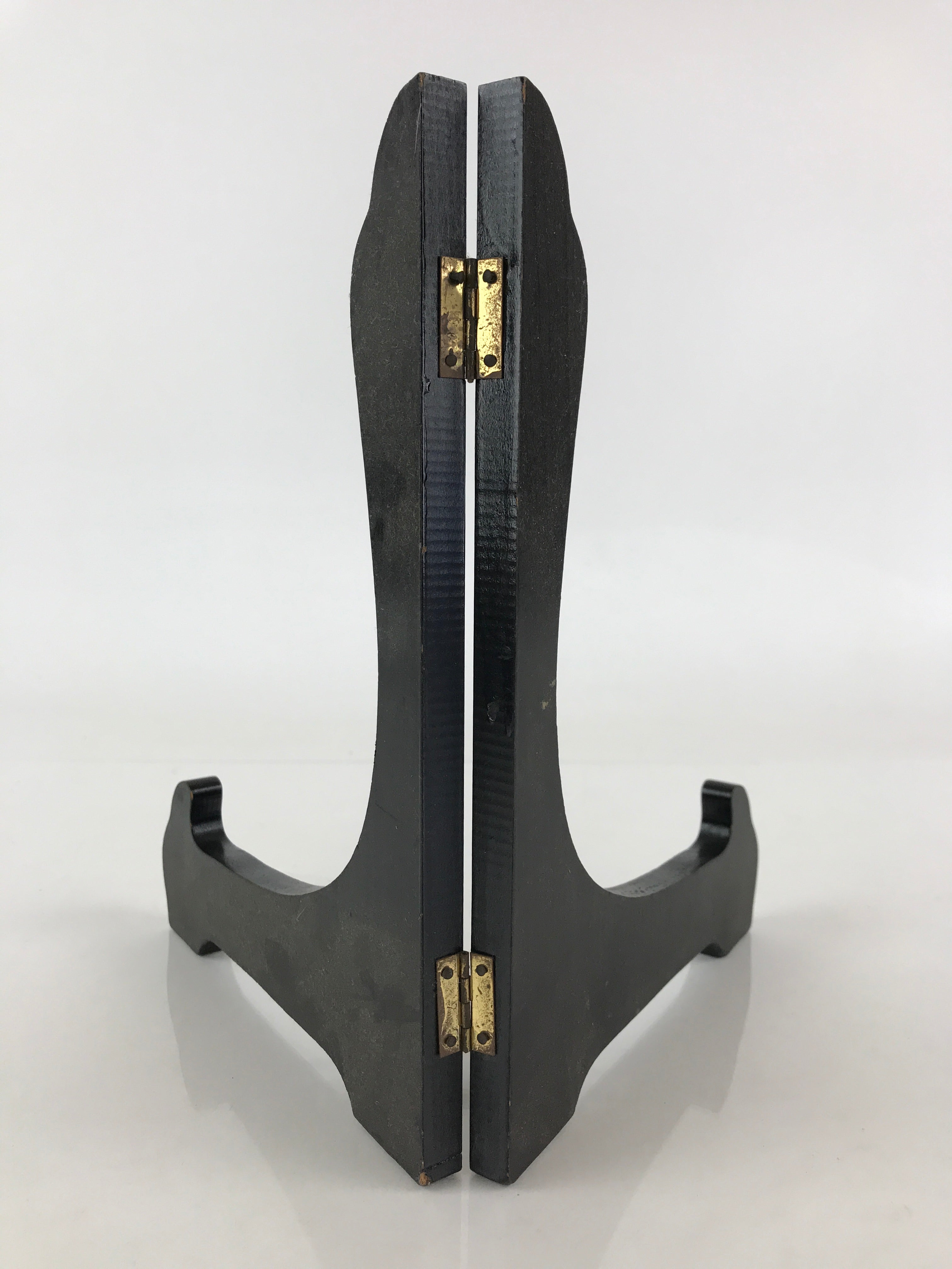 Japanese Wooden Plate Stand Picture Frame Stand Vtg Display Saratate Black JK459