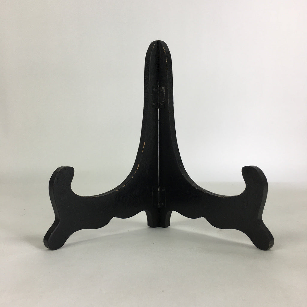 Japanese Wooden Plate Stand Vtg Picture Plate Display Saratate Black JK327