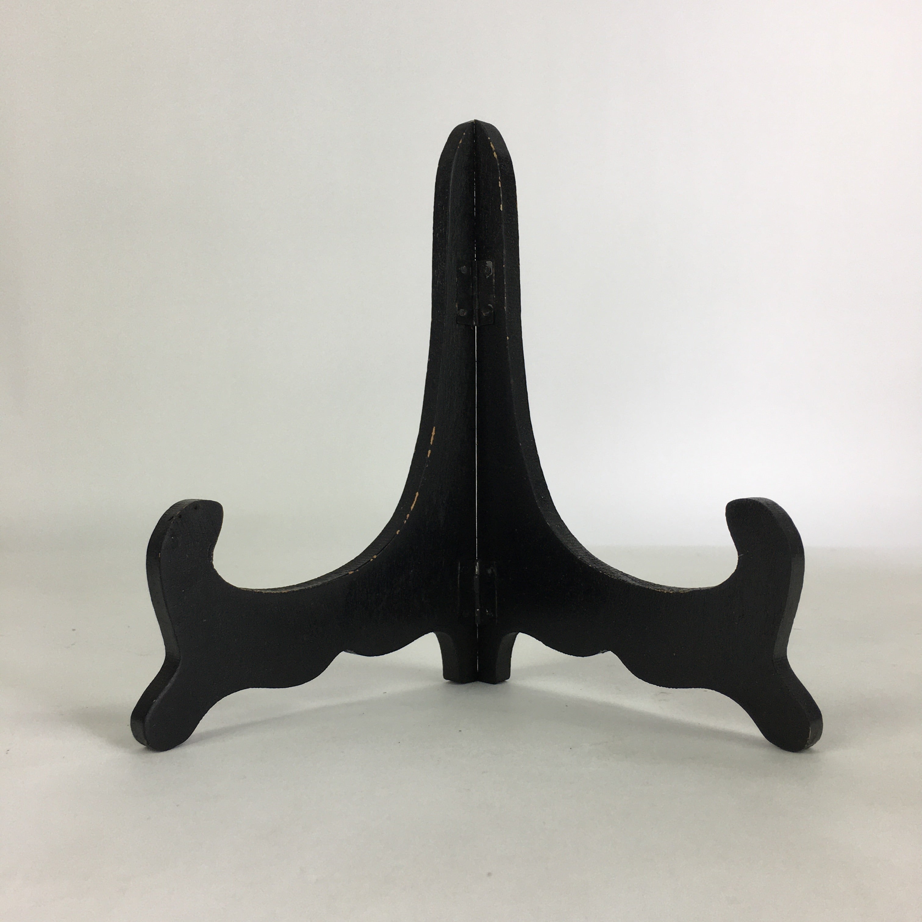 Japanese Wooden Plate Stand Vtg Picture Plate Display Saratate Black JK327