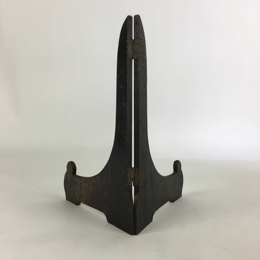 Japanese Wooden Plate Stand Vtg Picture Plate Display Saratate Black JK328