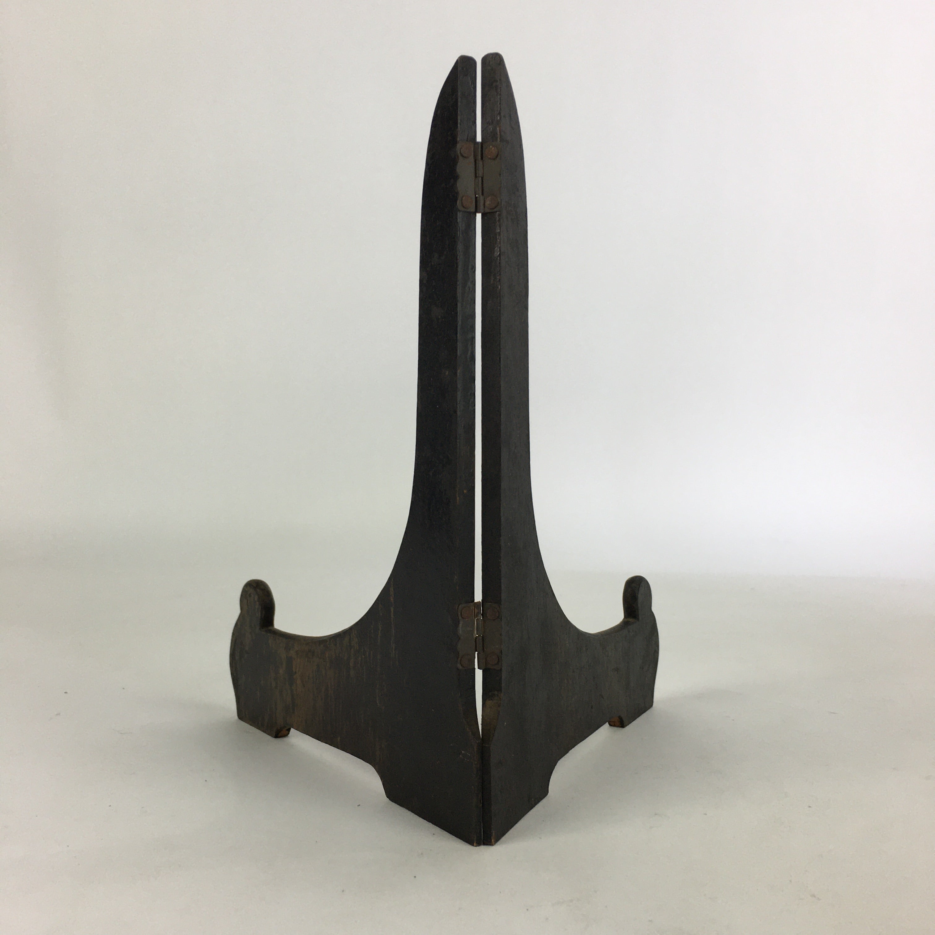 Japanese Wooden Plate Stand Vtg Picture Plate Display Saratate Black JK328