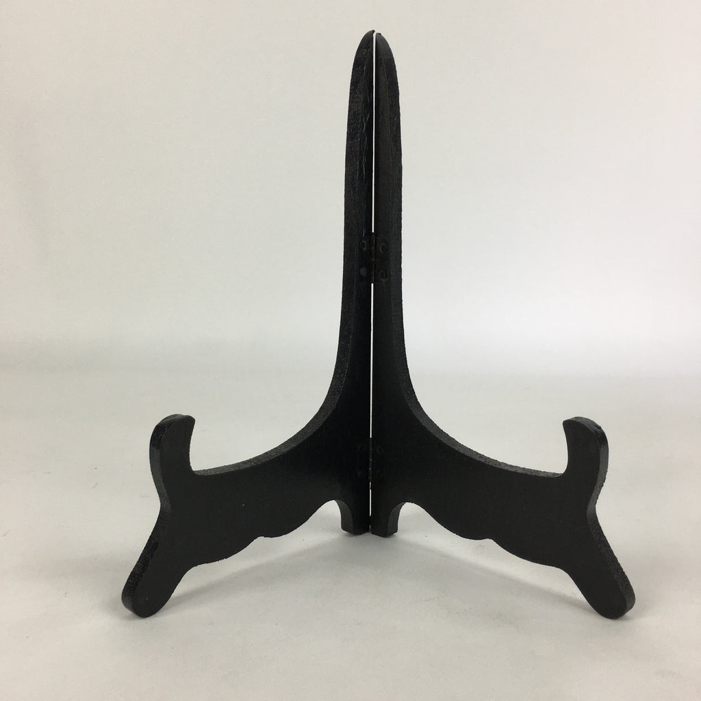 Japanese Wooden Plate Stand Vtg Picture Plate Display Saratate Black JK329