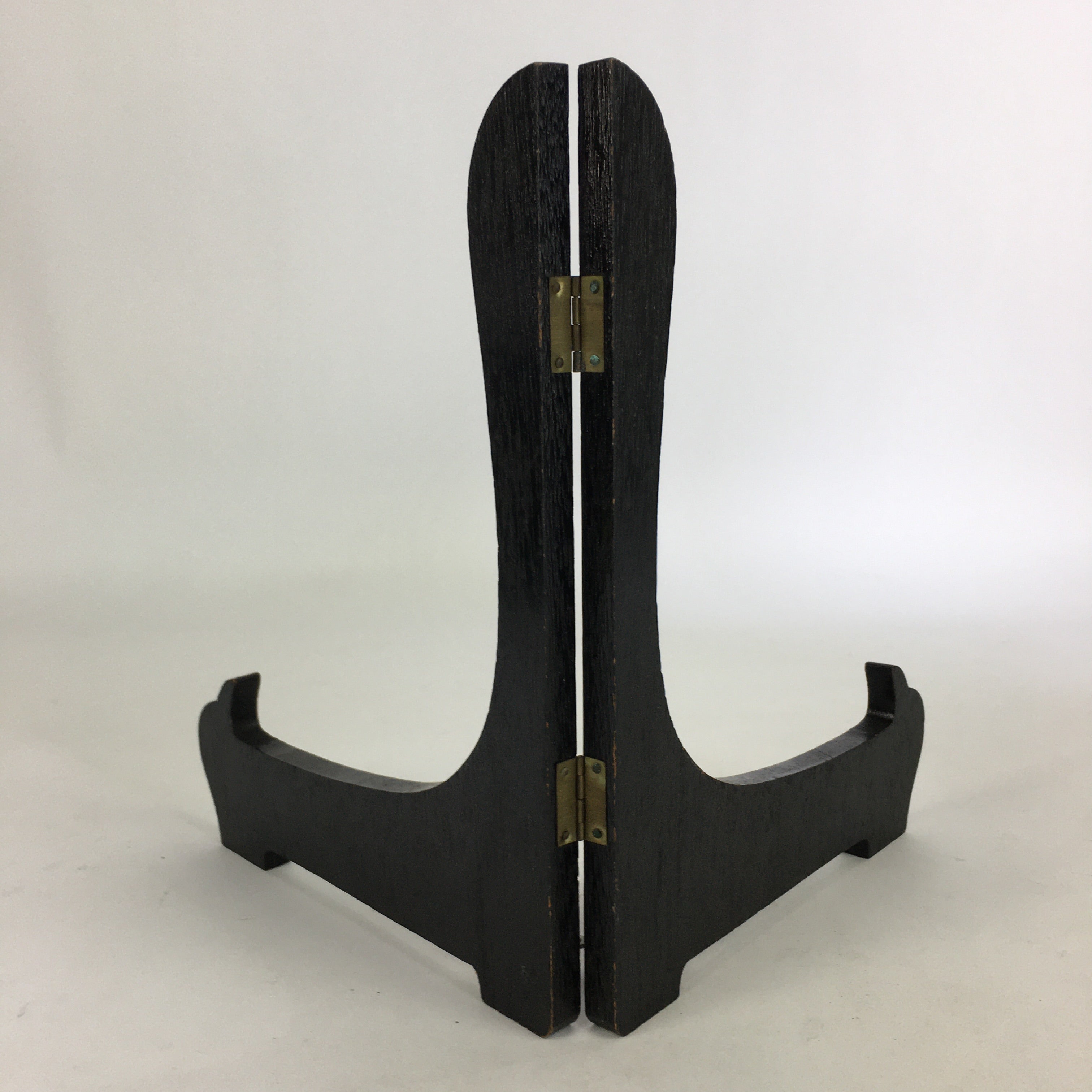 Japanese Wooden Plate Stand Vtg Picture Plate Display Saratate Black JK333