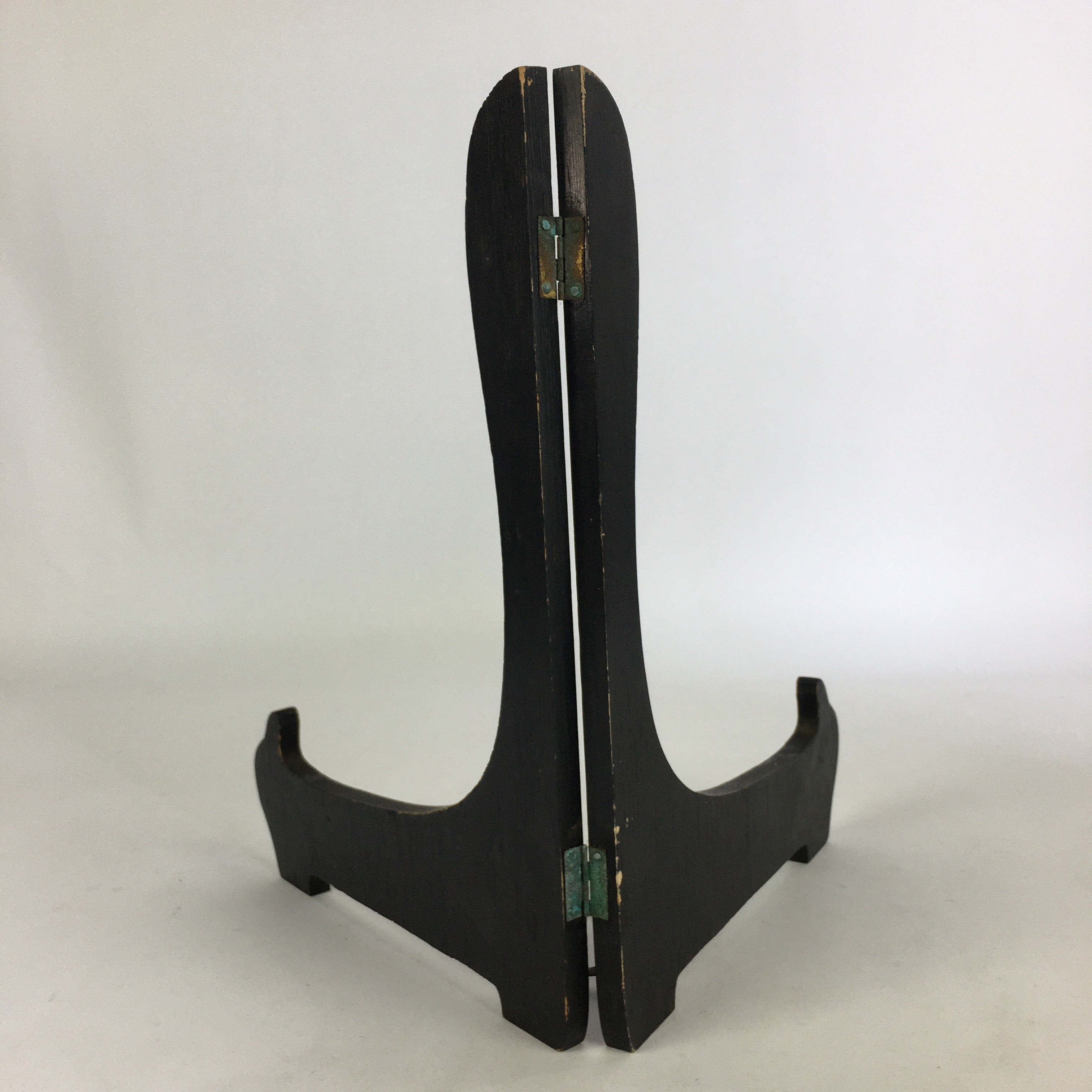 Japanese Wooden Plate Stand Vtg Picture Plate Display Saratate Black JK334