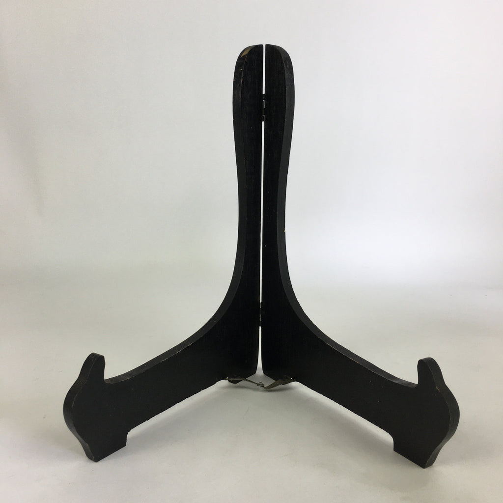 Japanese Wooden Plate Stand Vtg Picture Plate Display Saratate Black JK334