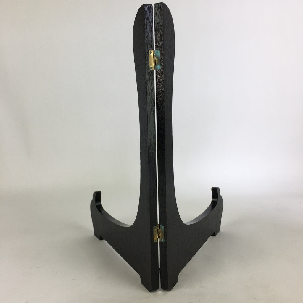 Japanese Wooden Plate Stand Vtg Picture Plate Display Saratate Black JK336