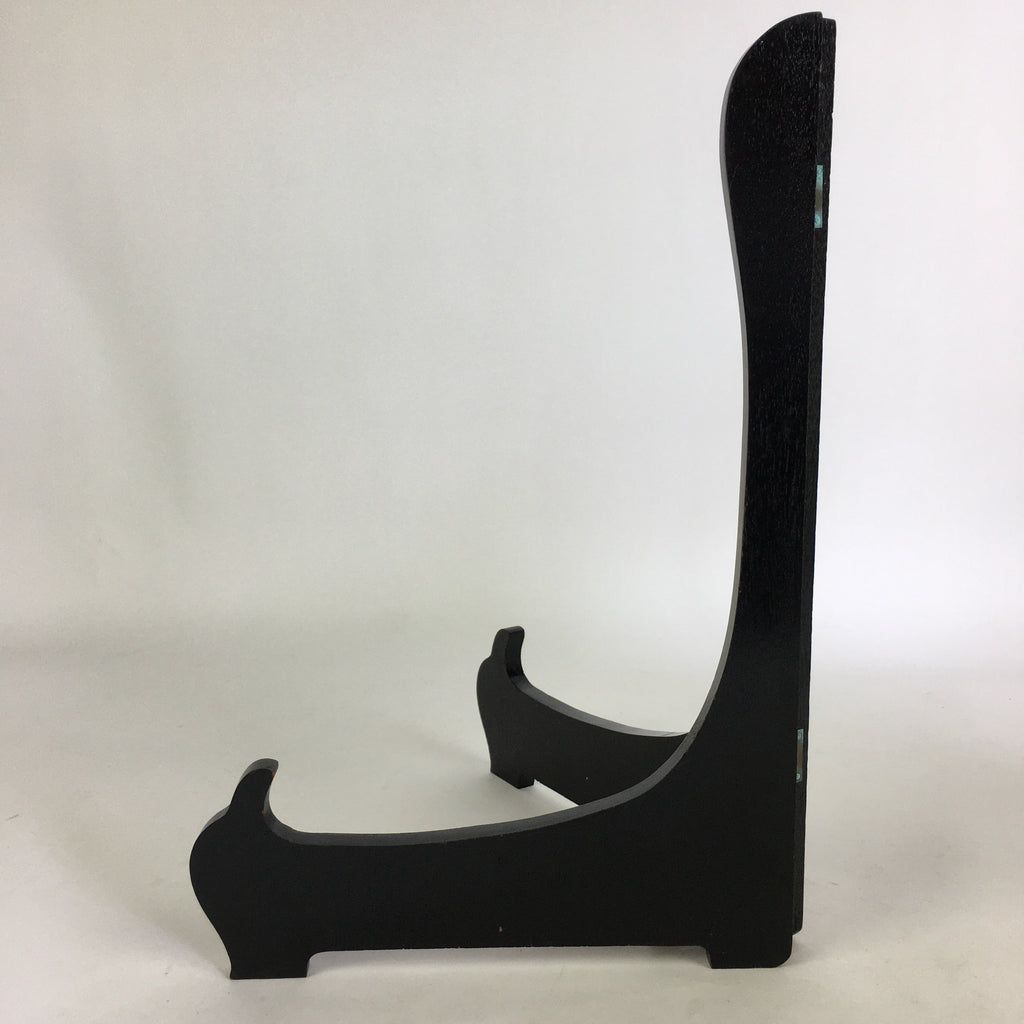 Japanese Wooden Plate Stand Vtg Picture Plate Display Saratate Black JK336