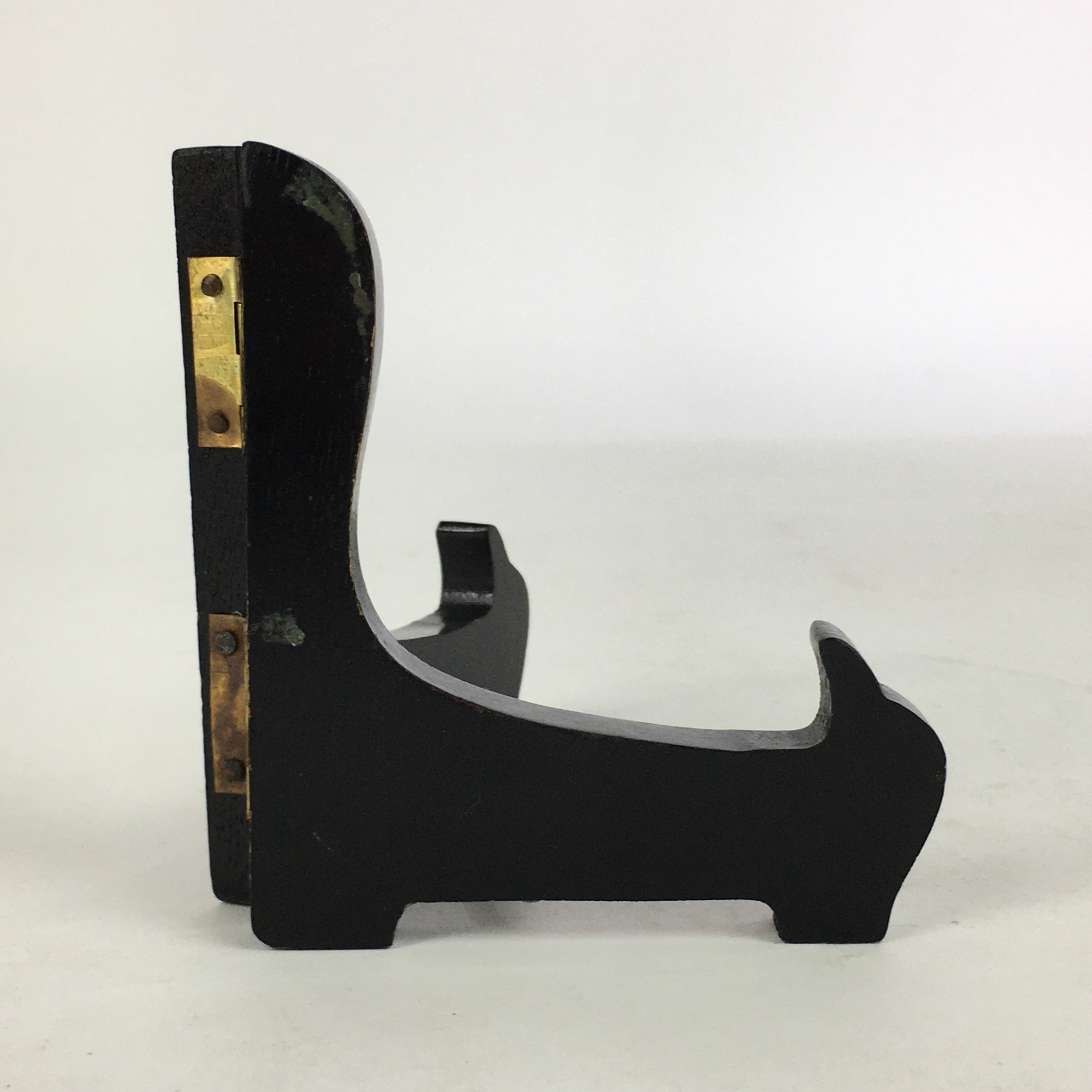 Japanese Wooden Plate Stand Vtg Picture Plate Display Saratate Black JK337
