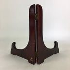 Japanese Wooden Plate Stand Vtg Picture Plate Display Saratate Brown JK332