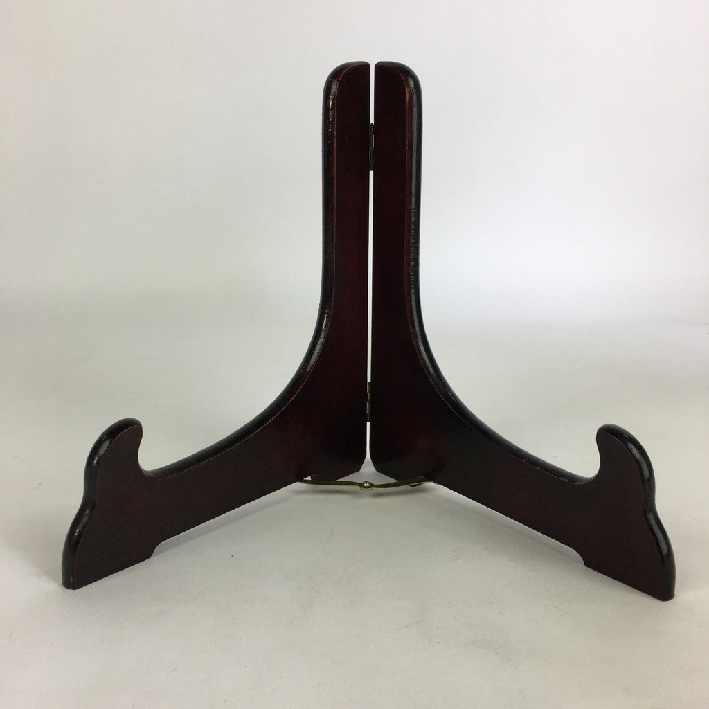 Japanese Wooden Plate Stand Vtg Picture Plate Display Saratate Brown JK332