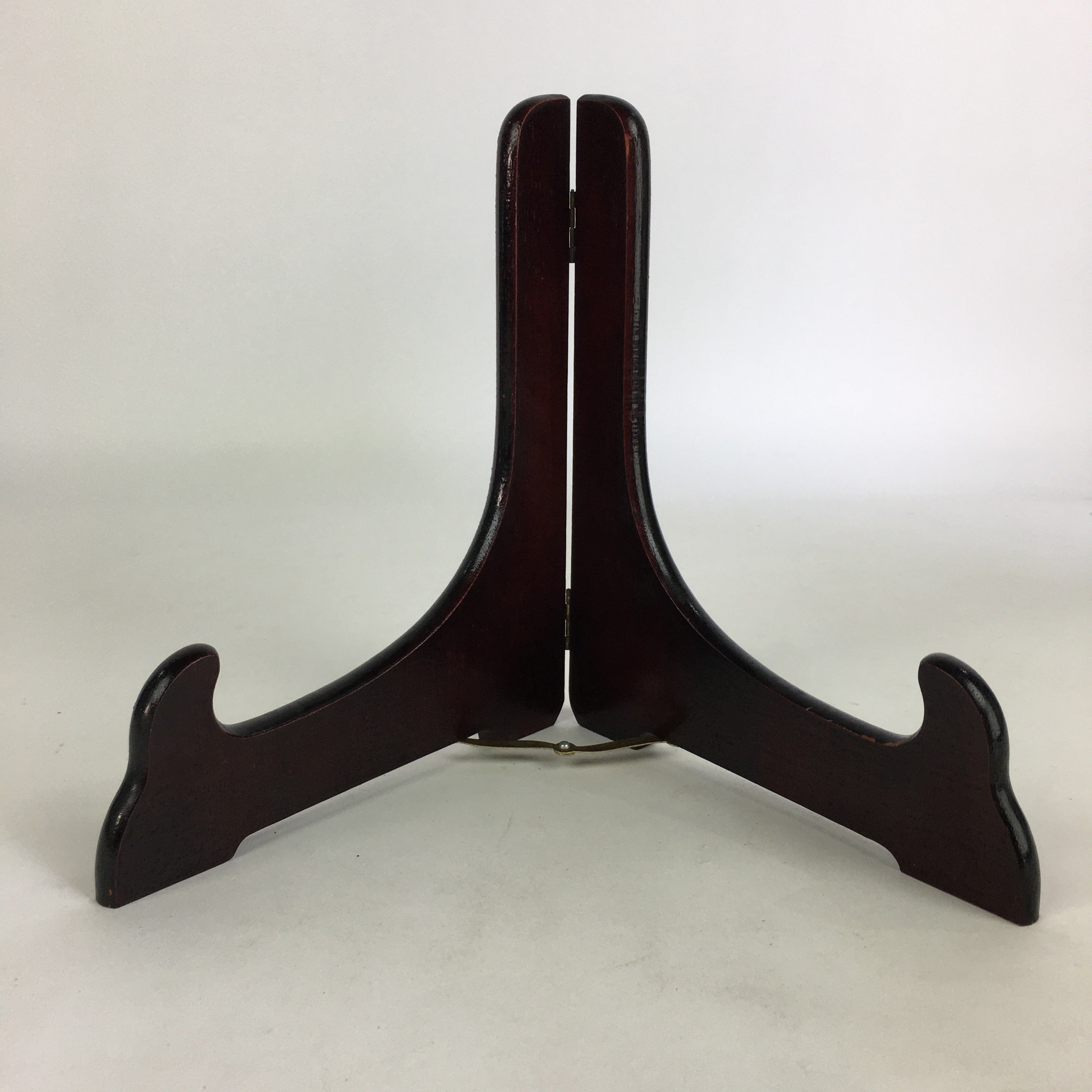 Japanese Wooden Plate Stand Vtg Picture Plate Display Saratate Brown JK332
