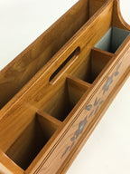 Japanese Wooden Room Rack Cherry Bark Vtg Book TV Remote Controller T316