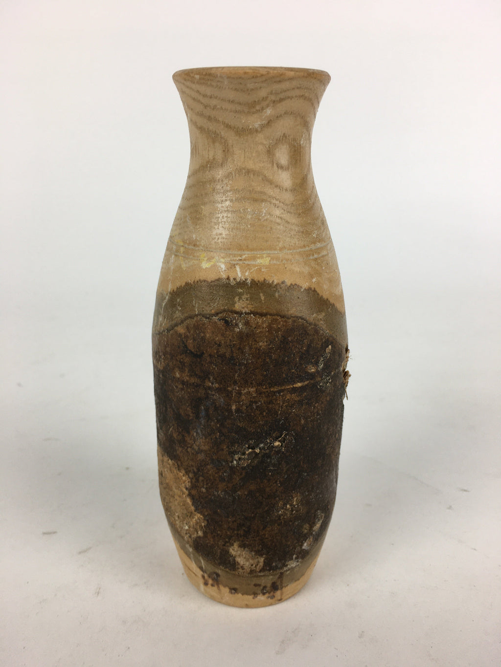 Japanese Wooden Sake Bottle Vtg Hollow Out Wood Tokkuri Brown TS385