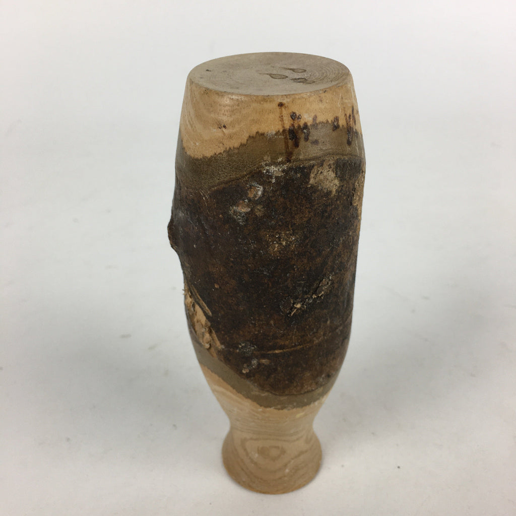 Japanese Wooden Sake Bottle Vtg Hollow Out Wood Tokkuri Brown TS385