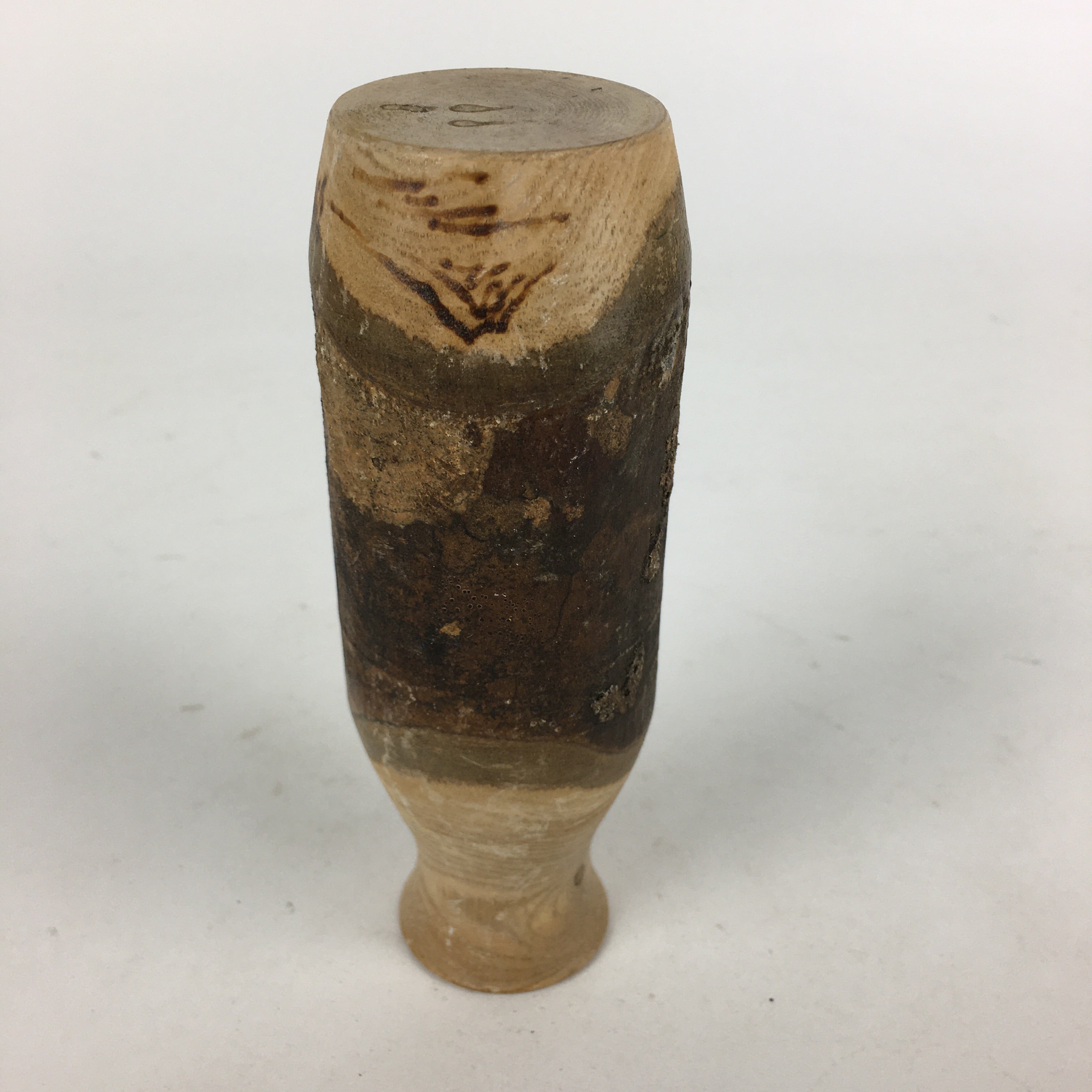 Japanese Wooden Sake Bottle Vtg Hollow Out Wood Tokkuri Brown TS385