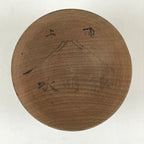 Japanese Wooden Sake Cup Vtg Fuji Mountain Guinomi Ochoko Sakazuki Brown G72