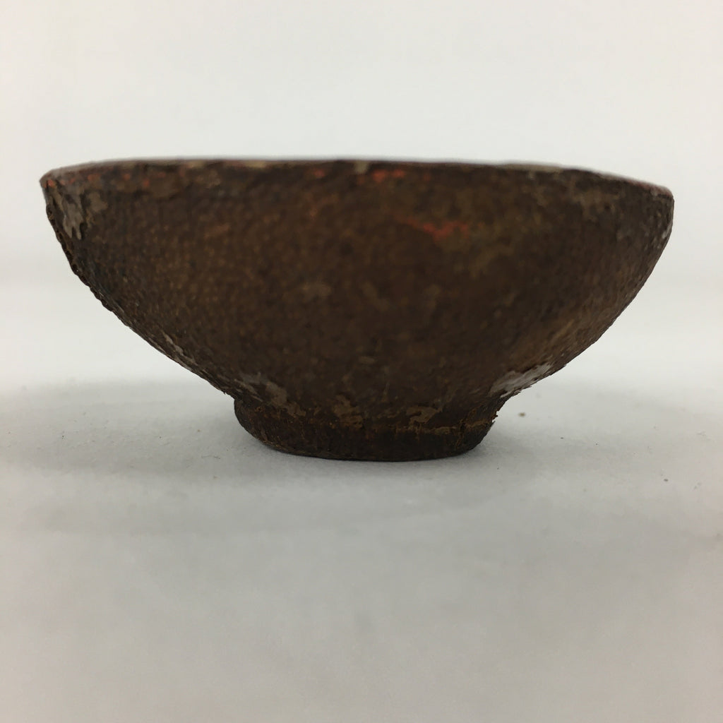 Japanese Wooden Sake Cup Vtg Gold Design Sakazuki Ochoko Guimoni G23