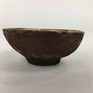 Japanese Wooden Sake Cup Vtg Gold Design Sakazuki Ochoko Guimoni G23