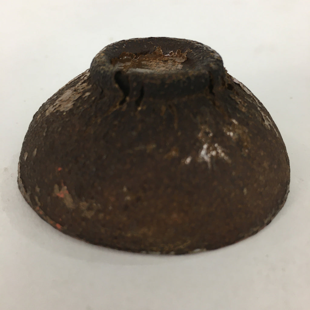 Japanese Wooden Sake Cup Vtg Gold Design Sakazuki Ochoko Guimoni G23