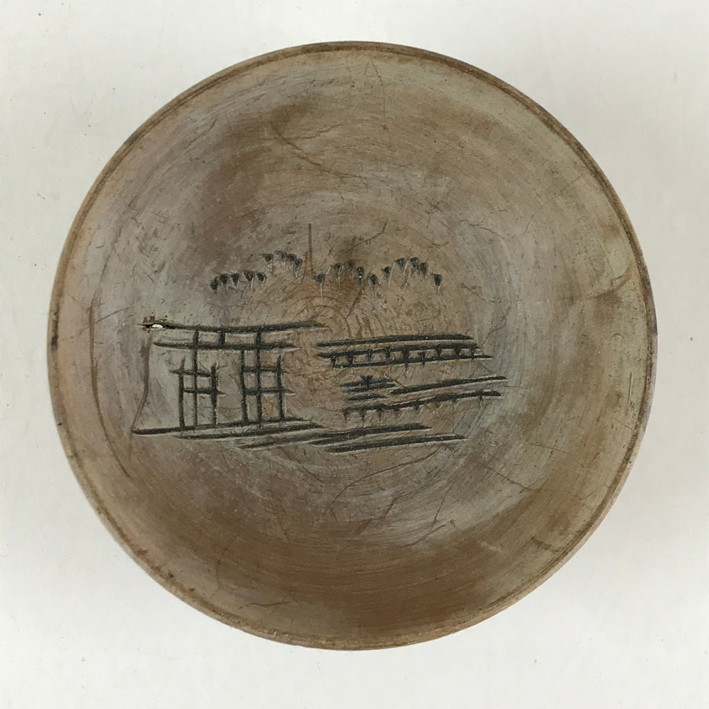 Japanese Wooden Sake Cup Vtg Wood Carved Guinomi Ochoko Sakazuki Brown G73