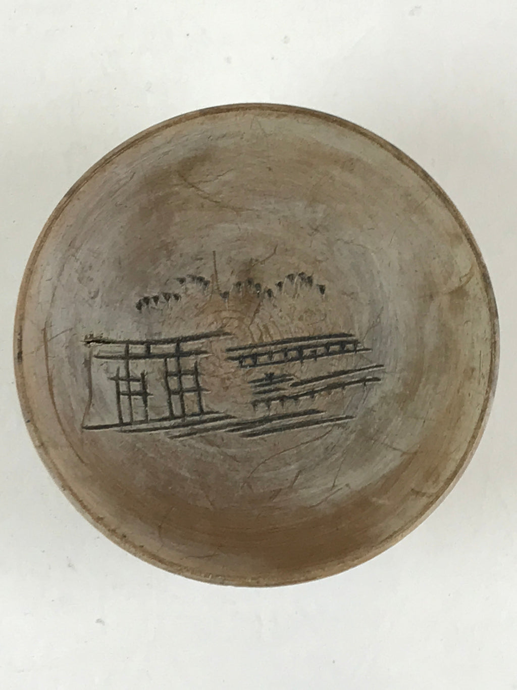Japanese Wooden Sake Cup Vtg Wood Carved Guinomi Ochoko Sakazuki Brown G73