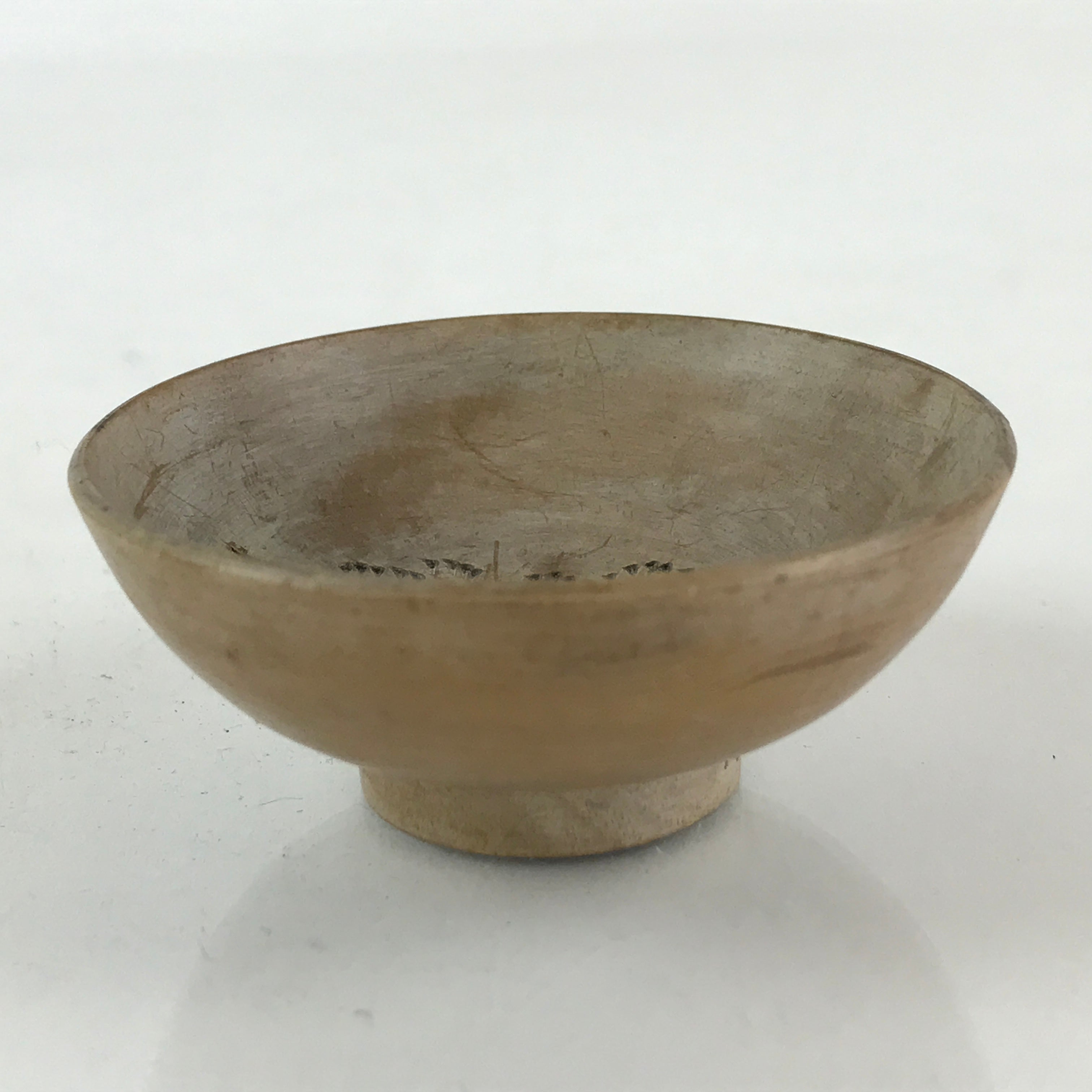Japanese Wooden Sake Cup Vtg Wood Carved Guinomi Ochoko Sakazuki Brown G73