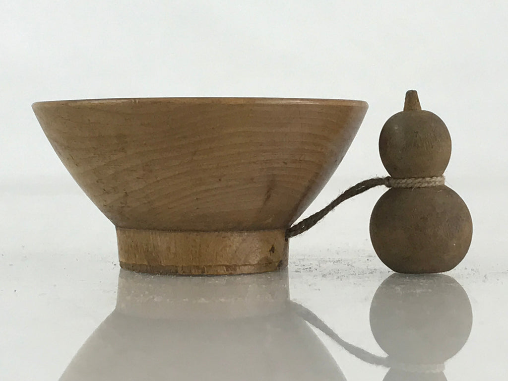 Japanese Wooden Sake Cup Vtg Wood Carved Guinomi Ochoko Sakazuki Gourd G74