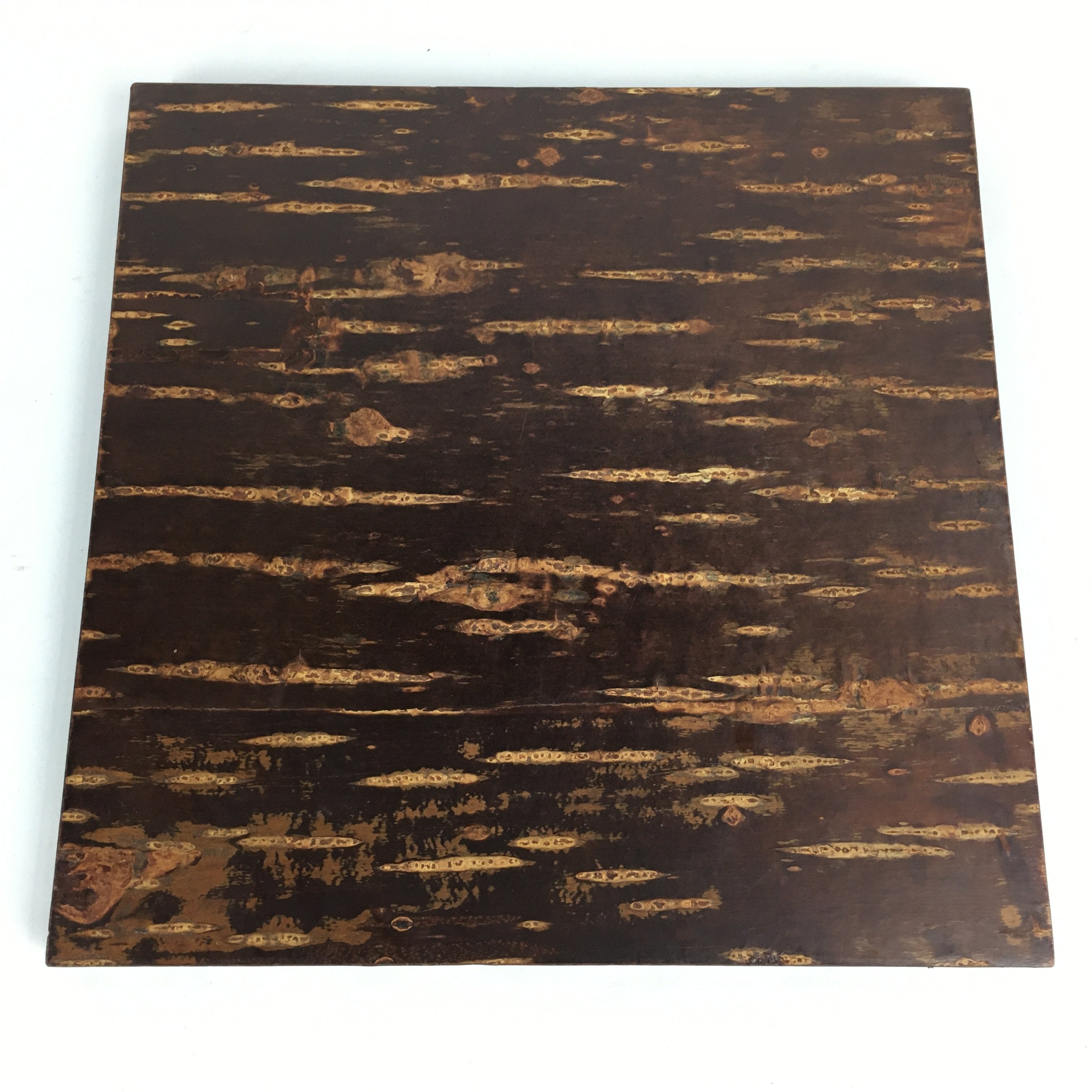 Japanese Wooden Serving Tray Vtg Cherry Bark Finish Brown Square Obon UR533