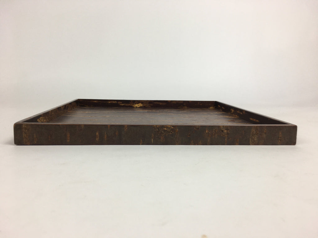Japanese Wooden Serving Tray Vtg Cherry Bark Finish Brown Square Obon UR533