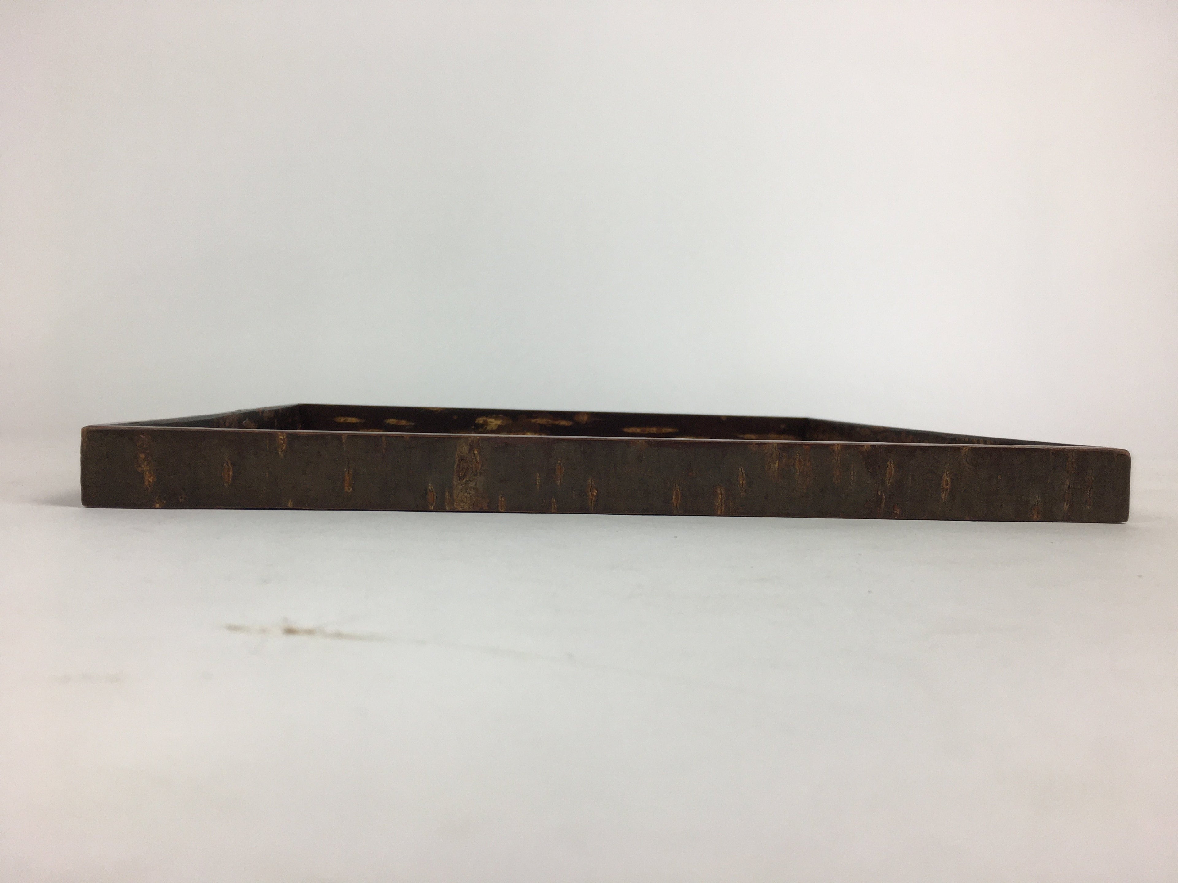 Japanese Wooden Serving Tray Vtg Cherry Bark Finish Brown Square Obon UR533
