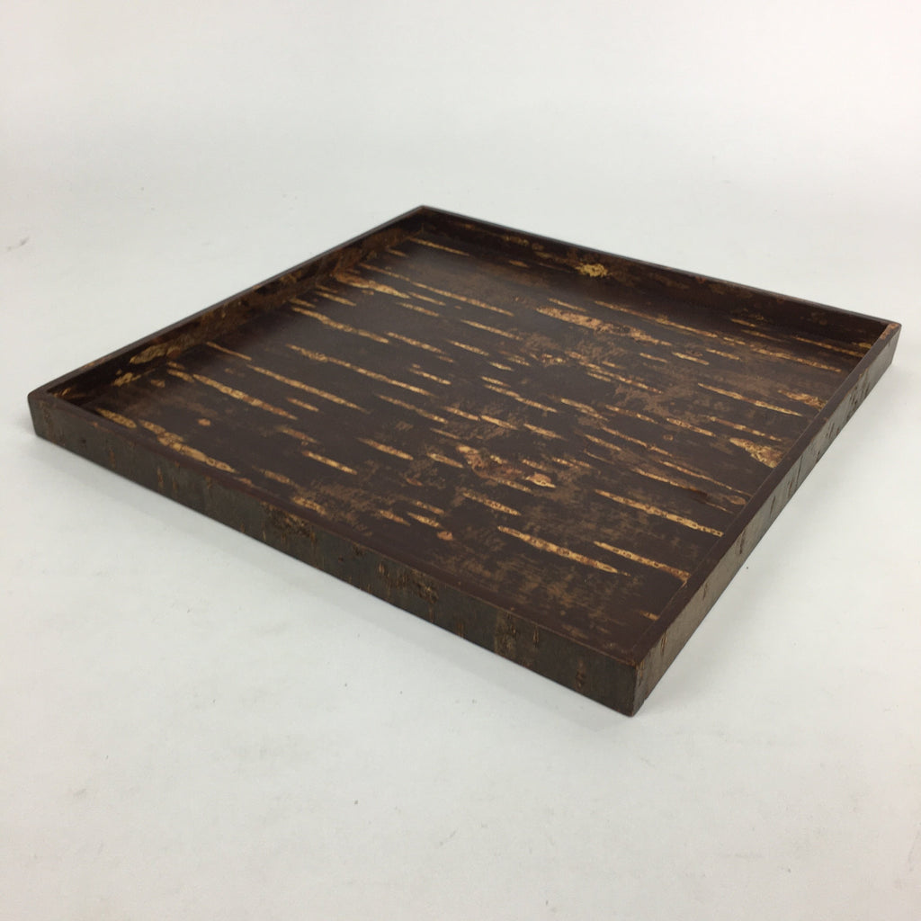 Japanese Wooden Serving Tray Vtg Cherry Bark Finish Brown Square Obon UR533