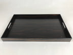 Japanese Wooden Serving Tray Vtg Large Kyoto Obon Dark Brown Rectangle UR869