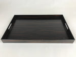 Japanese Wooden Serving Tray Vtg Large Kyoto Obon Dark Brown Rectangle UR869