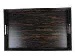 Japanese Wooden Serving Tray Vtg Large Kyoto Obon Dark Brown Rectangle UR869