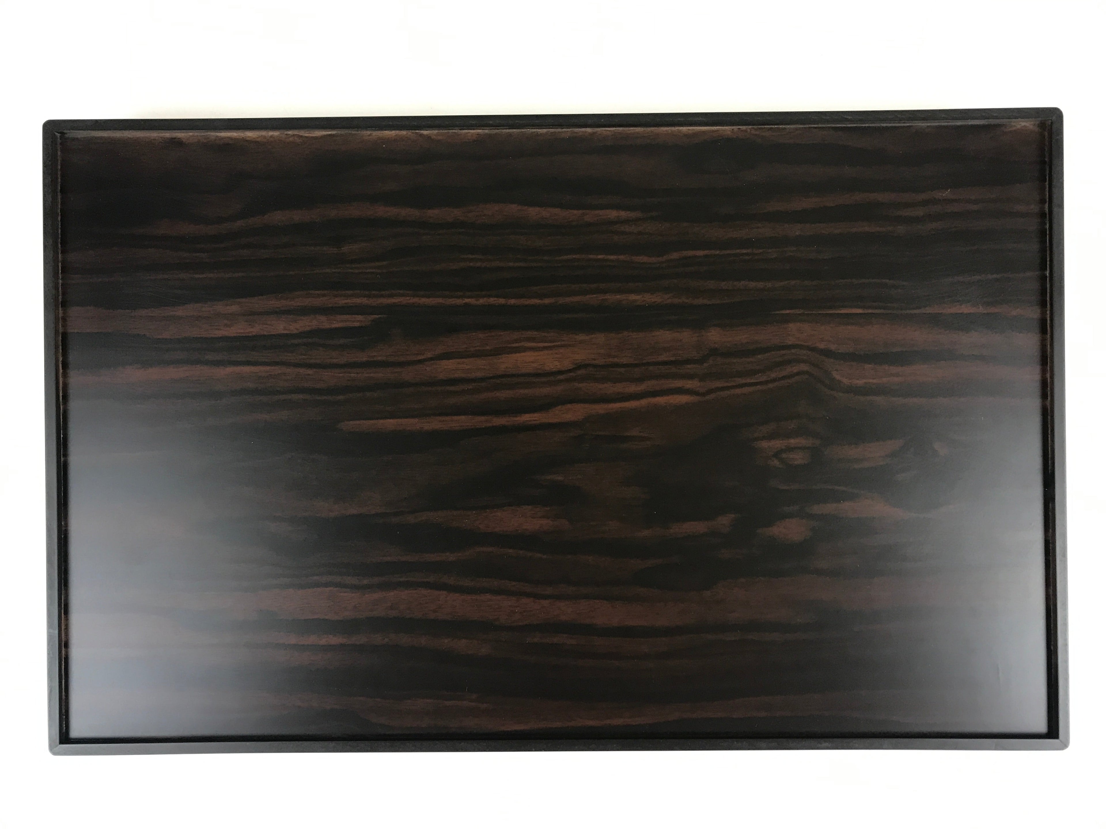 Japanese Wooden Serving Tray Vtg Large Kyoto Obon Dark Brown Rectangle UR869