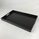 Japanese Wooden Serving Tray Vtg Large Kyoto Obon Dark Brown Rectangle UR869
