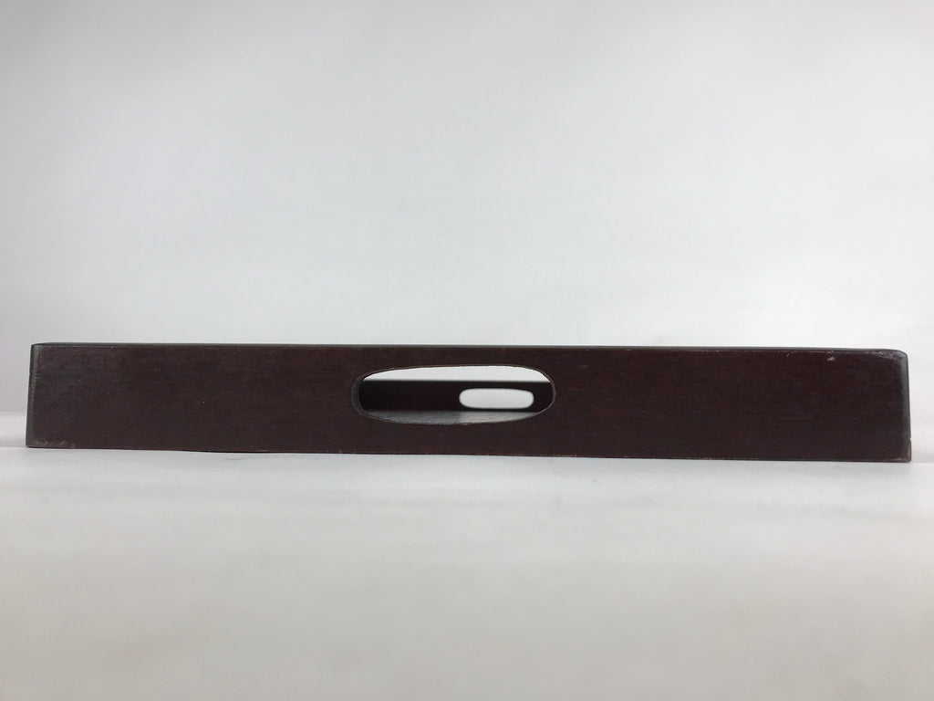 Japanese Wooden Serving Tray Vtg Large Obon Dark Brown Rectangle UR856