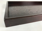 Japanese Wooden Serving Tray Vtg Large Obon Dark Brown Rectangle UR856