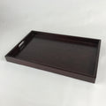 Japanese Wooden Serving Tray Vtg Large Obon Dark Brown Rectangle UR856