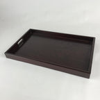 Japanese Wooden Serving Tray Vtg Large Obon Dark Brown Rectangle UR856
