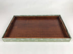 Japanese Wooden Serving Tray Vtg Large Obon Dark Brown Rectangle UR871